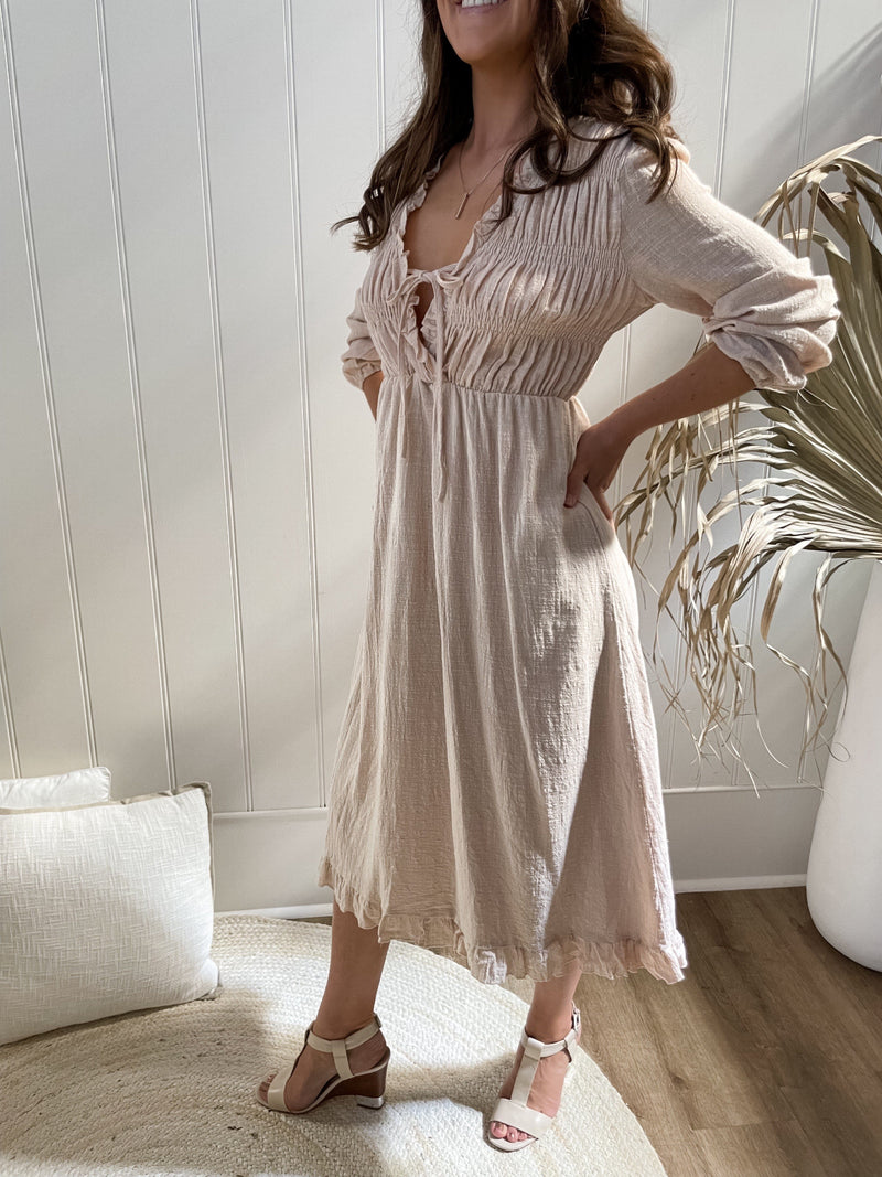 Airlie Dress - Beige Dresses Sun Palm Boutique
