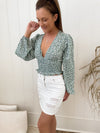 Conte Floral Top - Green Tops Sun Palm Boutique