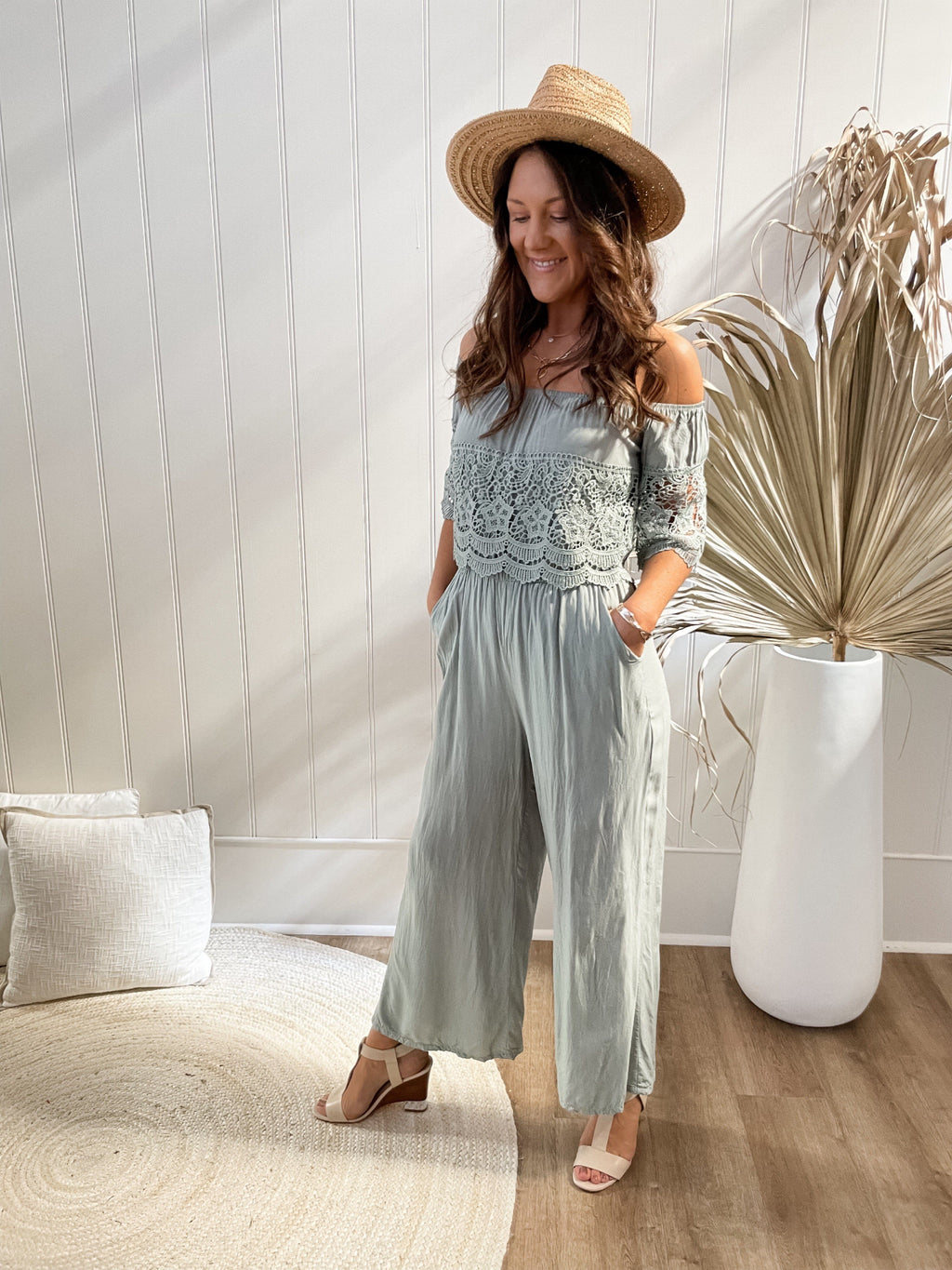 Esana Jumpsuit - Sage Playsuits Sun Palm Boutique