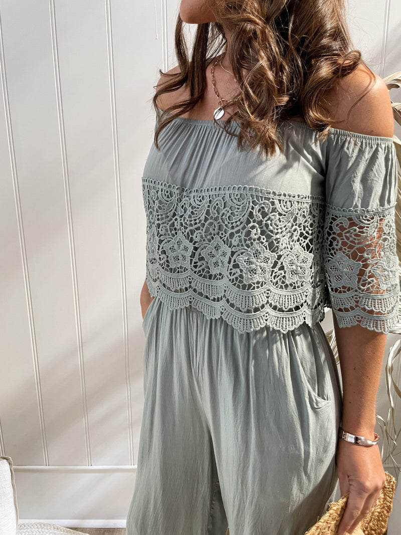 Esana Jumpsuit - Sage Playsuits Sun Palm Boutique