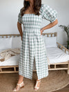 Les Cayes Midi Sage Check Dresses Sun Palm Boutique