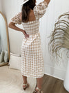 Les Cayes Midi Sand Check Dresses Sun Palm Boutique