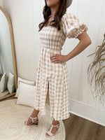Les Cayes Midi Sand Check Dresses Sun Palm Boutique