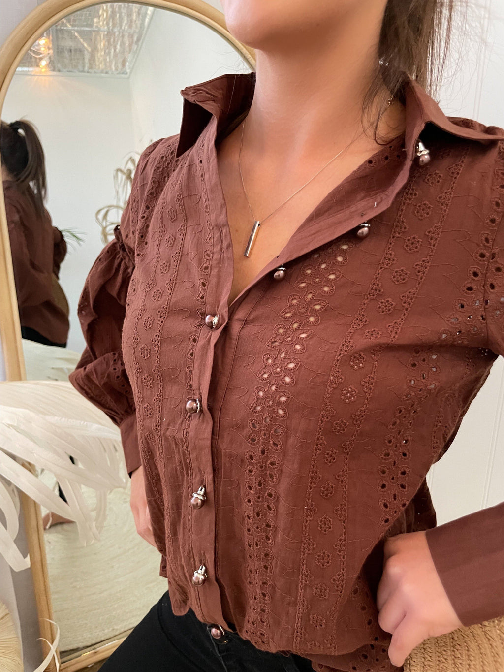 Lisse Shirt - Chocolate Tops Sun Palm Boutique