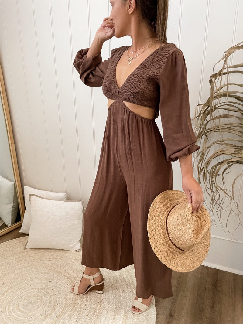 Milano Jumpsuit - Chocolate Playsuits Sun Palm Boutique