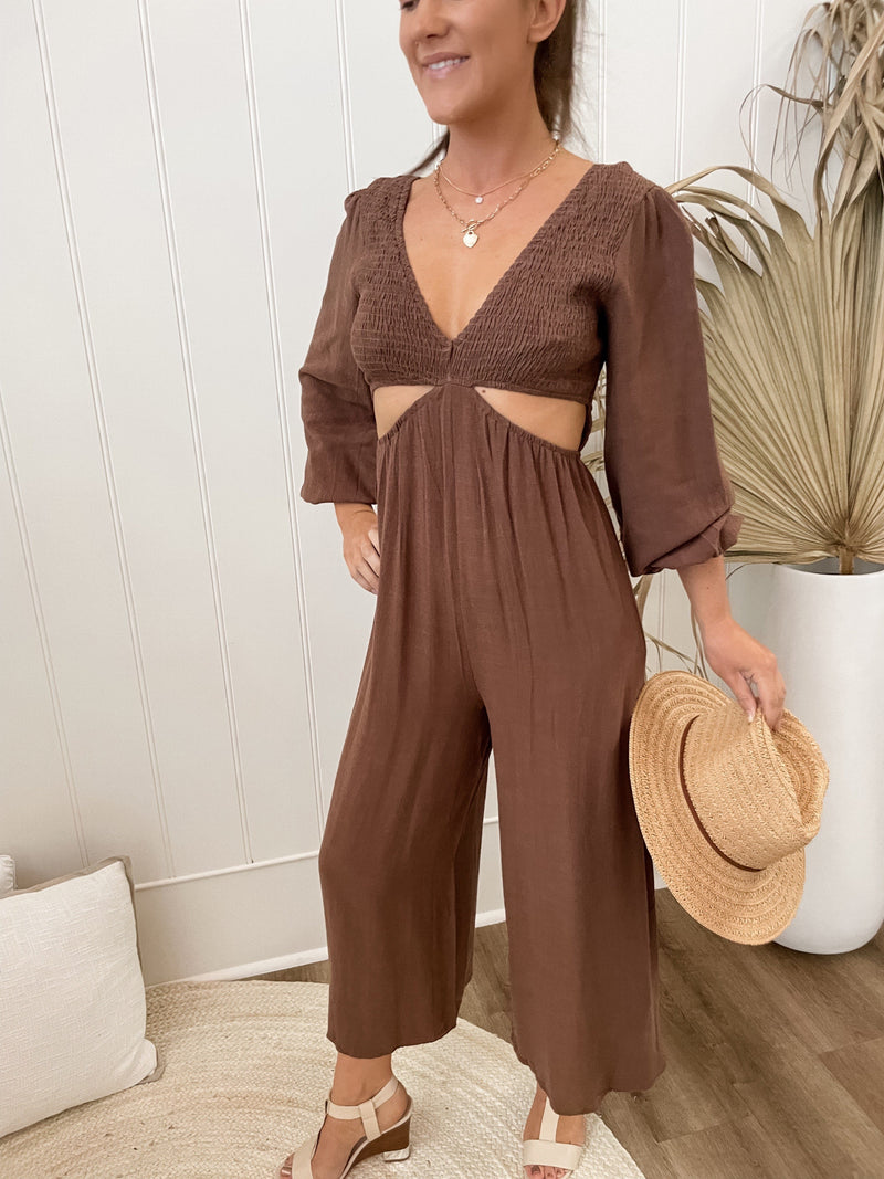 Milano Jumpsuit - Chocolate Playsuits Sun Palm Boutique