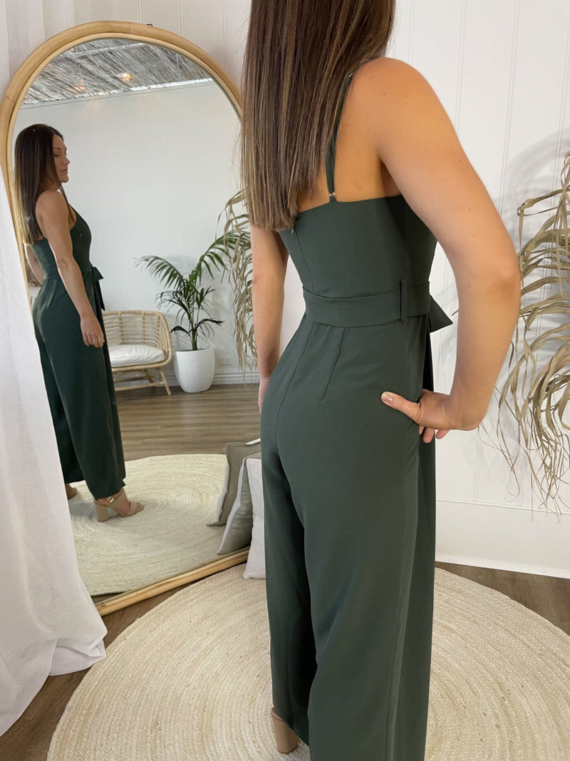 Ocho Rios Jumpsuit - Olive Playsuits Sun Palm Boutique