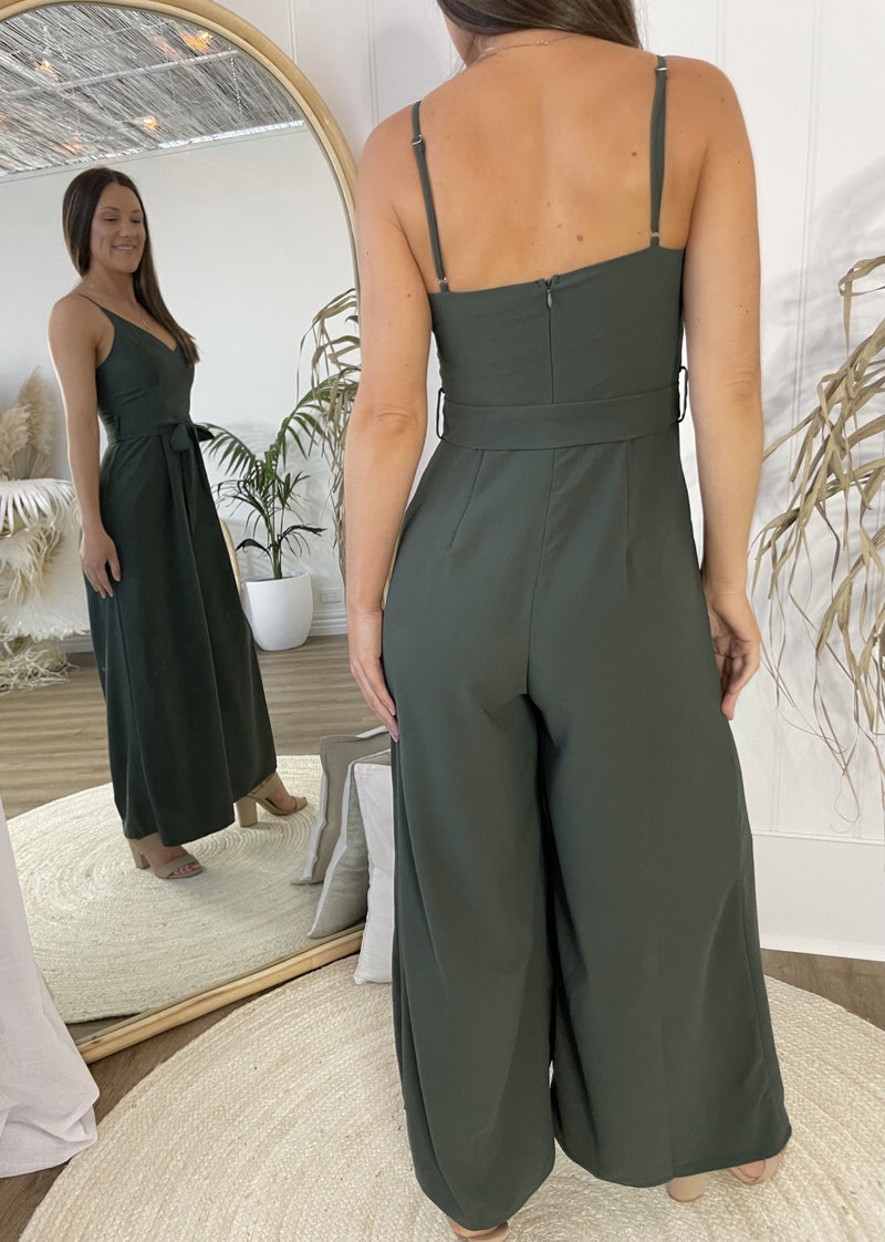 Ocho Rios Jumpsuit - Olive Playsuits Sun Palm Boutique