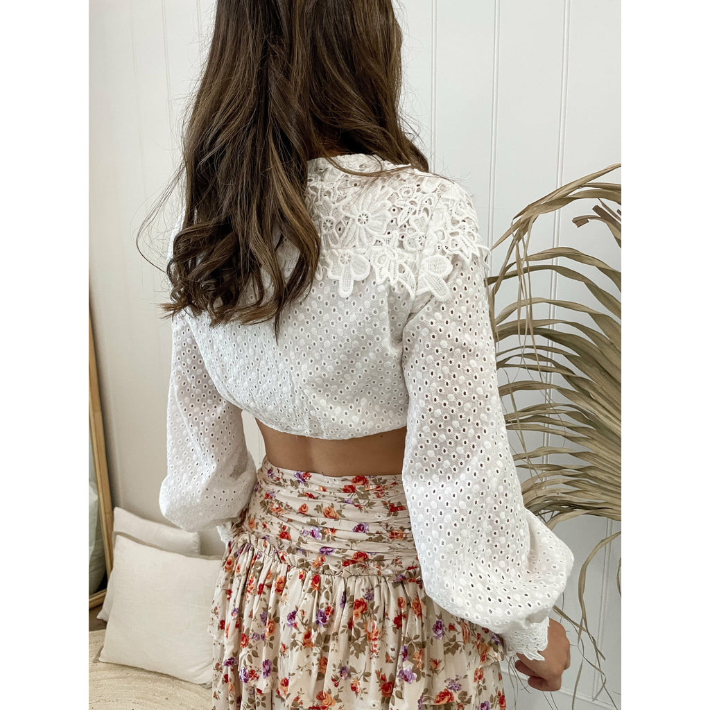 Tallow Boho White Top Tops Sun Palm Boutique