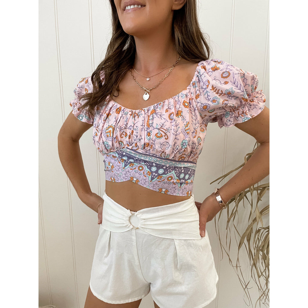 Xavi Boho Top - Pink Tops Sun Palm Boutique